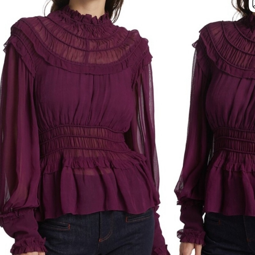 Farm Rio burgundy/ plum boho chic Blouse